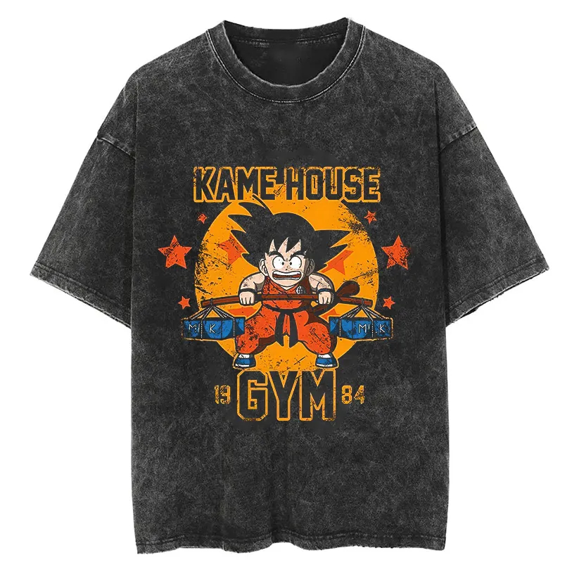 Acid Wash Vintage Graphic T Shirt - Kaos Goku Dragon Ball Anime Pria