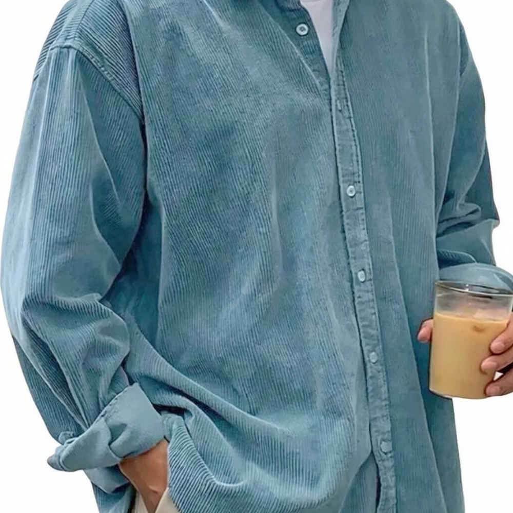 Kemeja Corduroy Pria Lengan Pa - Corduroy Button Up Shirt Men ulasan dan harga