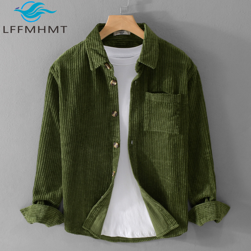 Kemeja Corduroy Pria Baru 2026 - Corduroy Button Up Shirt Men ulasan dan harga