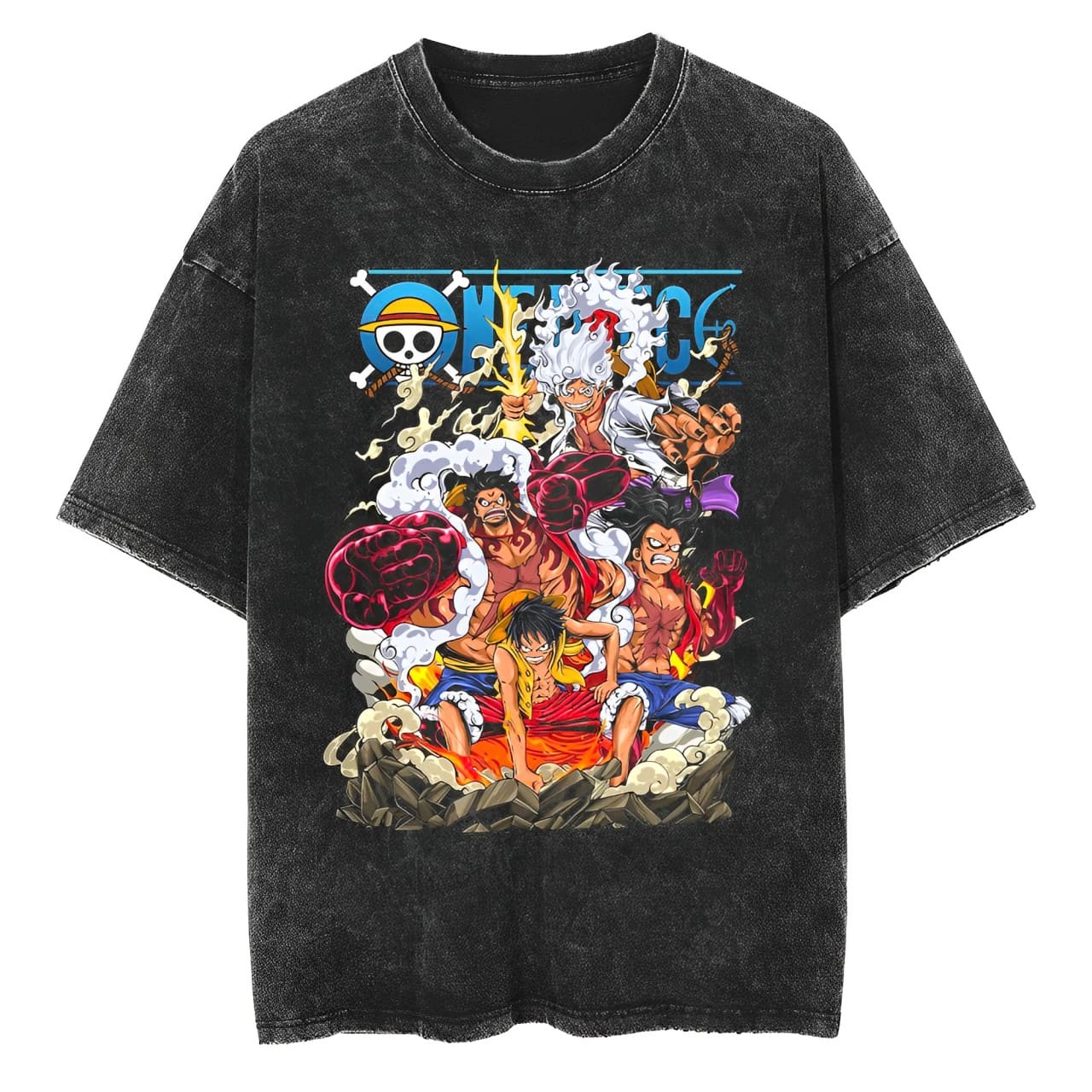 Kaos One Piece Luffy Gear 2 3  - Acid Wash Vintage Graphic T Shirt ulasan dan harga
