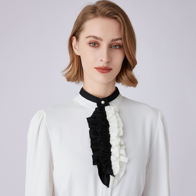 Dasi Kerah Berenda Hitam Putih - Shirts ulasan dan harga